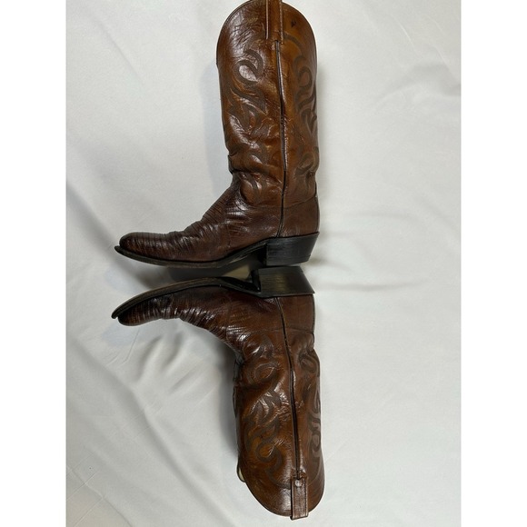 Dan Post Teju Exotic‎ Lizard Leather Western Brown Boots Mens Cowboy Vtg Sz 10D - Picture 12 of 12